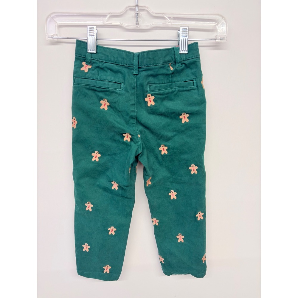 Gymboree Holiday Gingerbread Chino Pants Toddler 4T Green Embroidered Festive